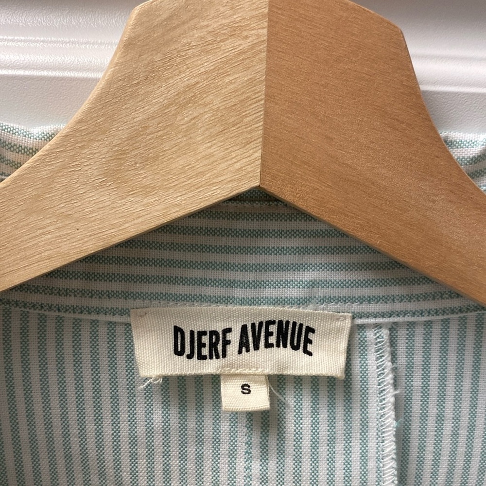 Djerf Avenue Breezy Shirt Green Stripe Button Down Size Small - Picture 7 of 14